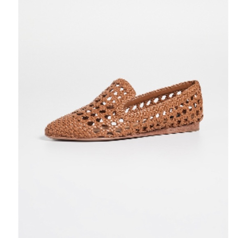 Veronica Beard Griffin Woven Leather Flats (Brown)